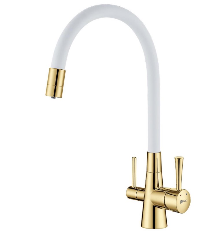 Смеситель для кухни Lemark Comfort LM3075G-White Золото Белый