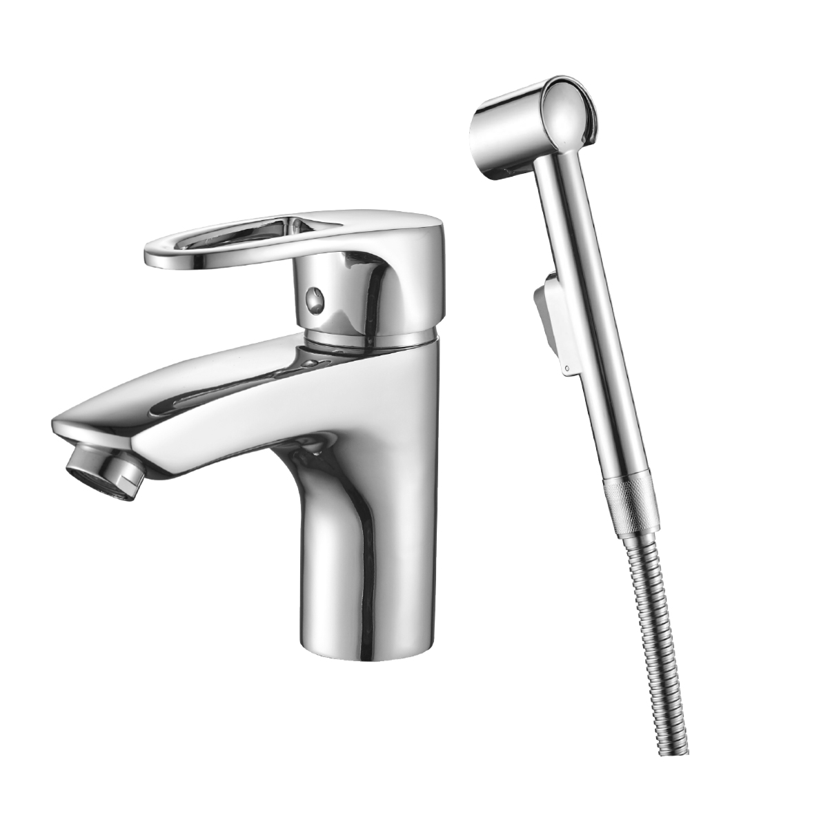 Смеситель для раковины Decoroom DR70015 с гигиеническим душем Хром