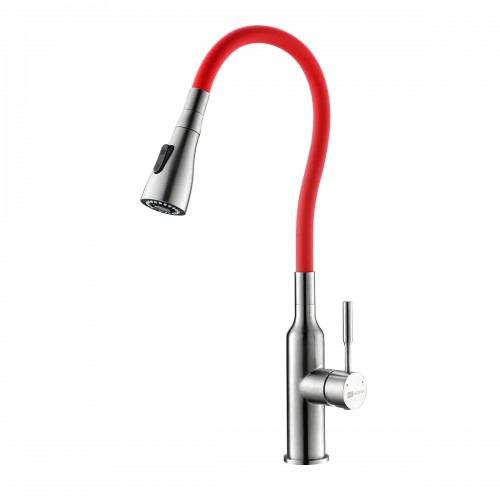 Смеситель для кухни Lemark Expert LM5082S-Red Хром матовый Красный