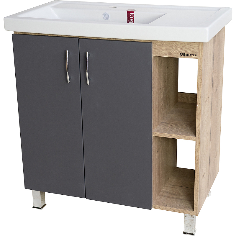 Тумба под раковину Bellezza Рона 80 R 4634113030515 Натуральный дуб Серебро