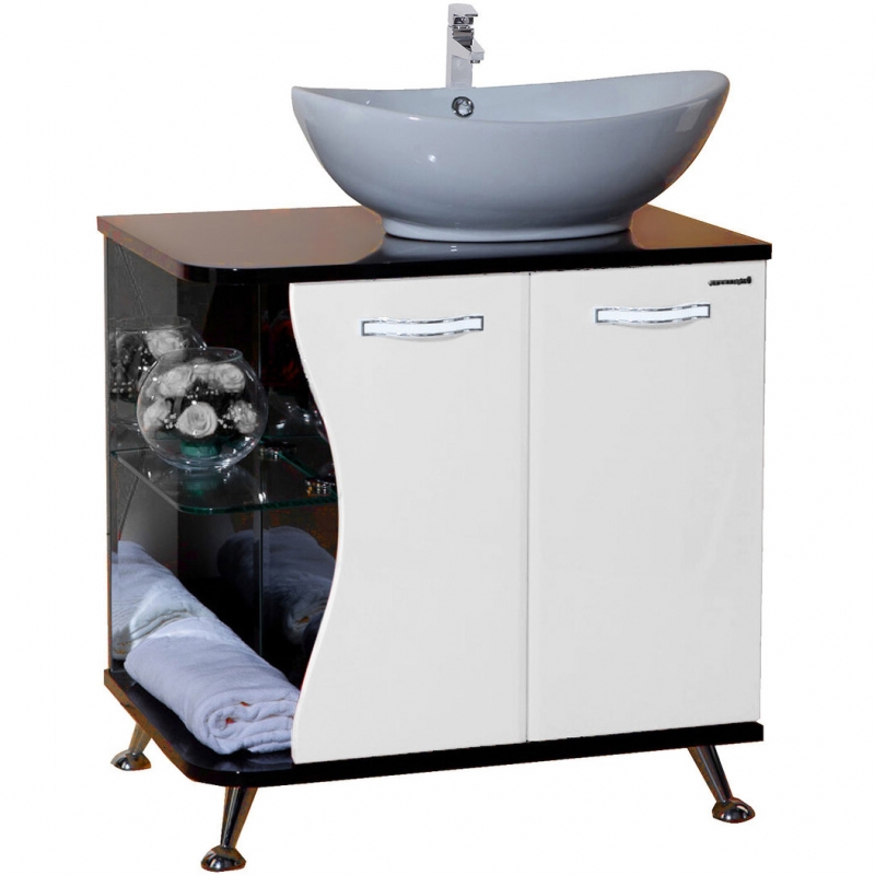 Тумба под раковину Bellezza Рио 70 R 4633611241263 Черная Белая