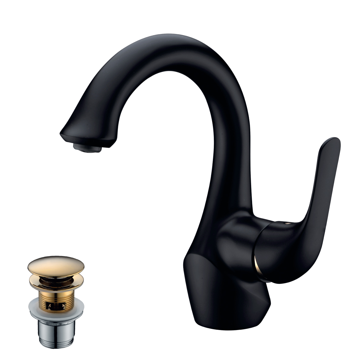 Смеситель для раковины Lemark Swan LM5406BG Черный матовый Золото