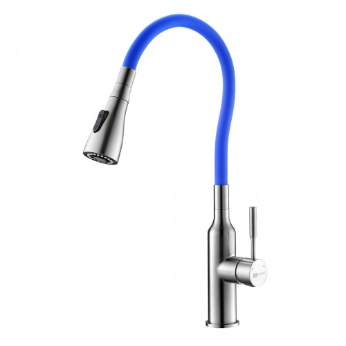 Смеситель для кухни Lemark Expert LM5082S-Blue Хром матовый Синий