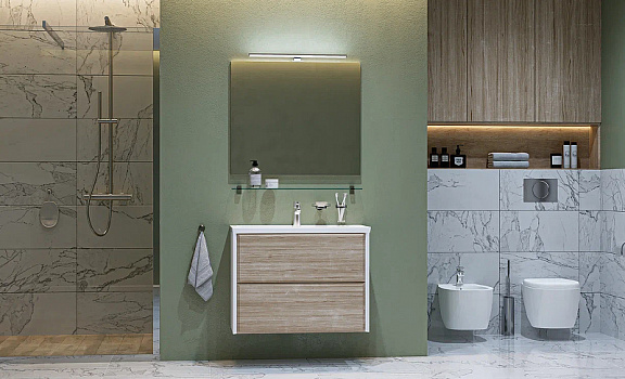 Тумба под раковину Velvex Gesso 80 tpGES.80.2Y-25.21 подвесная Белая Дуб сонома