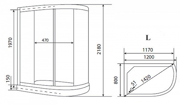 Душевая кабина Timo Eco 120х80 TE-0702 L с гидромассажем