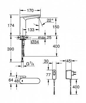 Смеситель для раковины Grohe Eurosmart Cosmopolitan E 36421000 Хром