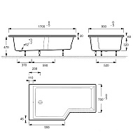Акриловая ванна Jacob Delafon Bain Douche Neo 170x90 L E6D002L-00 без гидромассажа