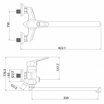 Смеситель для ванны Lemark Luna (LM4157C)