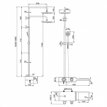 Душевая система Lemark Tropic LM7009C Хром Черный