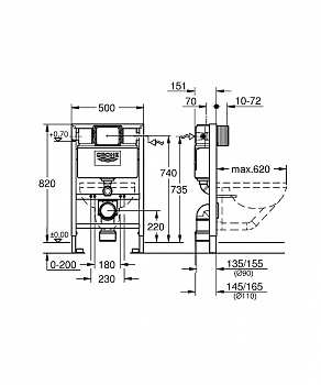 Инсталляция Grohe Rapid SL 38526000 для унитаза без клавиши