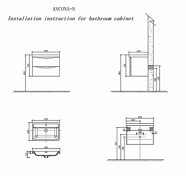 Тумба под раковину BelBagno Ancona-N 60 ANCONA-N-600-2C-SO-WO подвесная Rovere Bianco