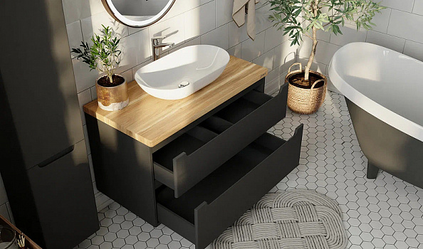Тумба под раковину Jorno Wood 80 wood.01.80/P/GR подвесная Серая