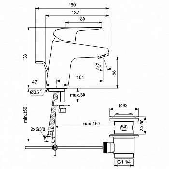 Смеситель для раковины Ideal Standard Ceraflex B1708AA Хром