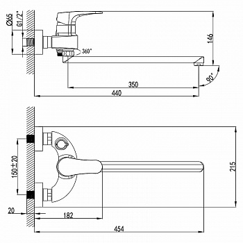 Смеситель для ванны Lemark Shift LM4317C универсальный Хром