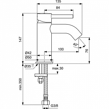 Смеситель для раковины Ideal Standard Ceraline BC268XG Silk Black