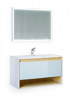 Тумба под раковину Jorno Glass 100 Gla.01.97/P/W подвесная Белый