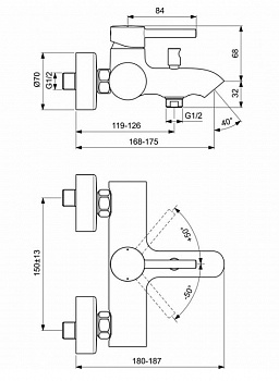 Смеситель для ванны Ideal Standard Ceraline BC199XG Черный шелк
