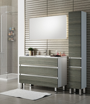 Тумба с раковиной SanVit Кубэ-3 120 kkube3120 с фактурой под дерево Лиственница