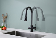 Смеситель для кухни Paulmark Lange La214212-418 Черный металлик