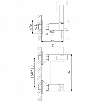 Гигиенический душ со смесителем Haiba HB5510-4 Бронза