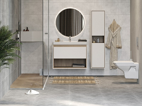 Тумба под раковину Cersanit Louna 60 SZ-LOU-CO60/Wh подвесная Белый глянец дуб Эврика