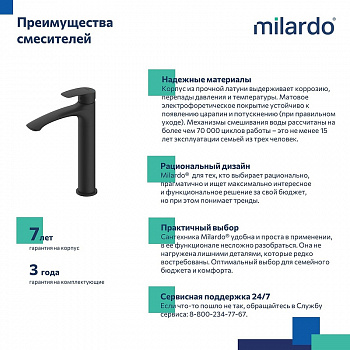 Смеситель для раковины Milardo Rora RORBL01M01 Черный матовый