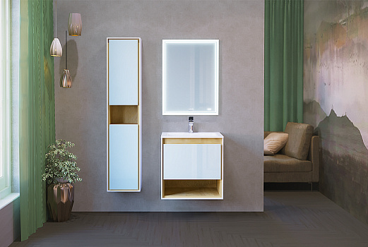 Тумба под раковину Jorno Glass 65 Gla.01.62/P/W подвесная Белый