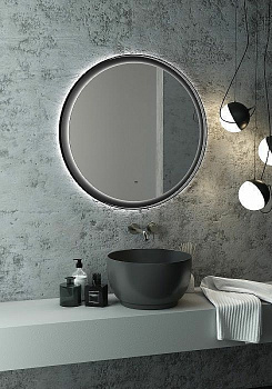 Зеркало Art&Max Napoli AM-Nap-800-DS-F с подсветкой с бесконтактным выключателем Черное матовое
