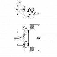 Смеситель для душа Grohe Grohtherm 1000 Performance 34776000 с термостатом Хром