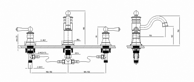 Смеситель для раковины Timo Adelia 6021/04F Черный антик