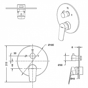 Смеситель для душа Bravat Rhein PB8429564BW-3-ENG Черный матовый
