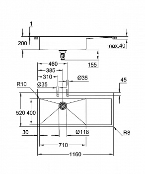 Кухонная мойка Grohe K1000 116 L 31581SD1 Нержавеющая сталь