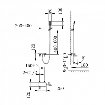 Смеситель для ванны Lemark Mista LM6414WG Золото Белый