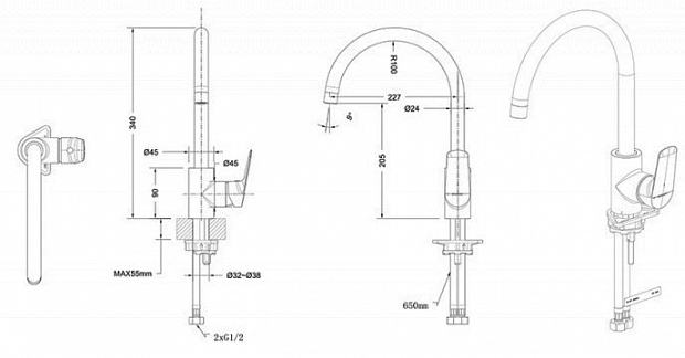 Смеситель для кухни Bravat Rhein F7429564CP-ENG Хром