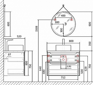 Тумба под раковину Jorno Wood 80 wood.01.80/P/W подвесная Белая