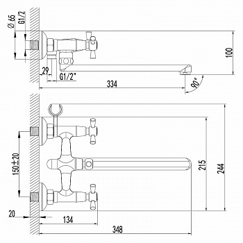 Смеситель для ванны Lemark Contour LM7451C универсальный Хром