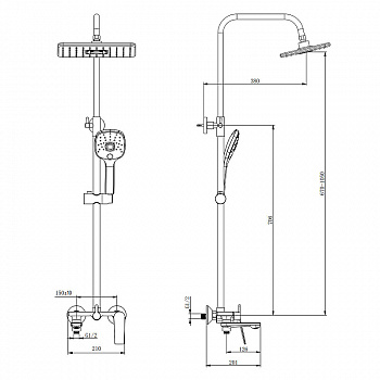 Душевая система Belz B533-7 B24533-7 Черная
