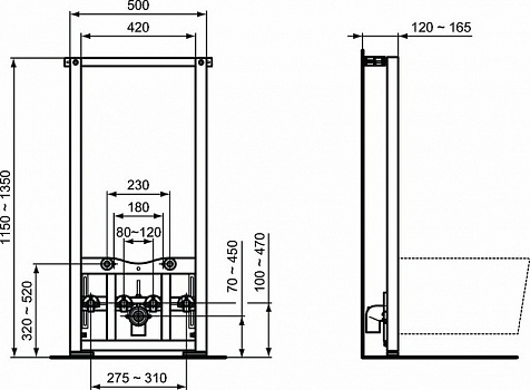 Монтажная рама Ideal Standard Prosys R016267 для биде Белая