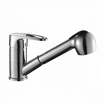 Смеситель Decoroom DR67023 одноручный для кухни с  вытяжным изливом, хром