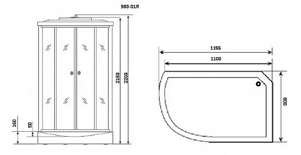 Душевая кабина Niagara Ultra NG-903-01R 120x80 с гидромассажем