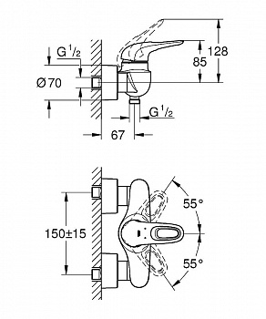 Смеситель для душа Grohe Eurostyle 33590003 Хром