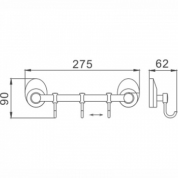 Вешалка для полотенец Haiba HB1615-3 Хром