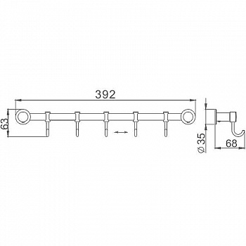 Вешалка для полотенец Haiba HB205-5 Хром