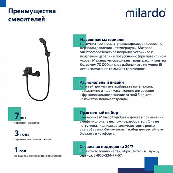 Смеситель для ванны Milardo Rora RORBL00M02 Черный матовый
