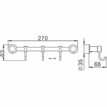 Вешалка для полотенец Haiba HB205-3 Хром