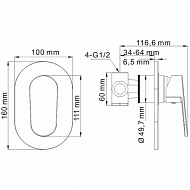 Смеситель для душа WasserKRAFT Donau 5351 Хром