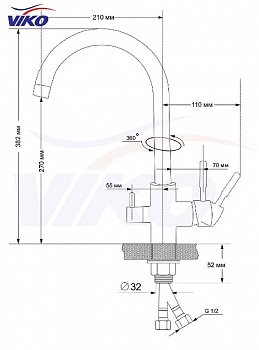 Смеситель для кухни Viko V-5154 Серебро