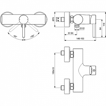 Смеситель для душа Ideal Standard Ceraline BC200XG Черный матовый