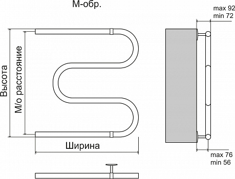 Эконом М-обр AISI 32х2 600х700 Полотенцесушитель  TERMINUS