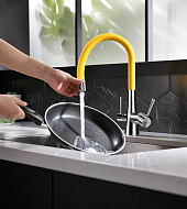Смеситель для кухни Lemark Comfort LM3075C-Yellow Хром Желтый